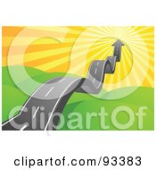 Royalty Free RF Clipart Illustration Of A Bumpy Arrow Road Taking Off Into The Sunny Sky by Qiun #COLLC93383-0141