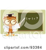 Owl Teacher Teaching Math And Pointing To A Board