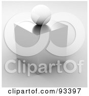 Royalty-Free (RF) Clipart Illustration of a 3d White Sphere Resting On Top Of A Silver Cube by MacX #COLLC93397-0098