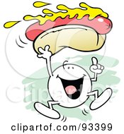 Royalty Free RF Clipart Illustration Of A Moodie Character Carrying A Hot Dog With Mustard by Johnny Sajem