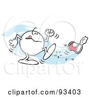 Royalty Free RF Clipart Illustration Of A Grumpy Moodie Character Kicking The Can