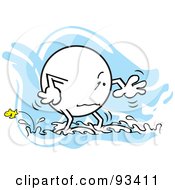 Royalty Free RF Clipart Illustration Of A Moodie Character Wading In Water