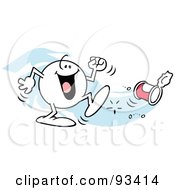 Royalty Free RF Clipart Illustration Of A Happy Moodie Character Kicking The Can