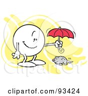 Poster, Art Print Of Moodie Character Holding An Umbrella Over A Groundhog
