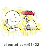 Moodie Character Holding An Umbrella Over A Groundhogs Den