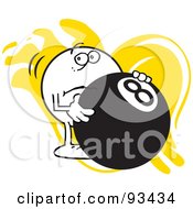 Royalty Free RF Clipart Illustration Of A Moodie Character Behind An Eight Ball