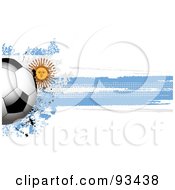 Poster, Art Print Of Shiny Soccer Ball Over A Grungy Halftone Argentinian Flag