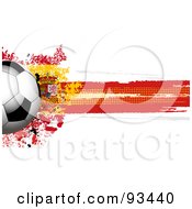 Poster, Art Print Of Shiny Soccer Ball Over A Grungy Halftone Spanish Flag