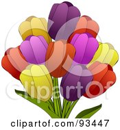 Poster, Art Print Of Colorful Bunch Of Spring Tulip Flowers Over White