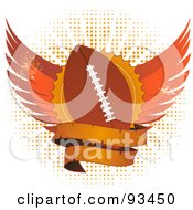 Poster, Art Print Of Grungy Football Shield With Wings And A Blank Banner Over Halftone