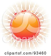 Poster, Art Print Of Shiny Orange Circle Sun Over Halftone Dots On White