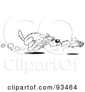 Poster, Art Print Of Outlined Toon Dog Chasing After A Squirrel