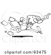 Poster, Art Print Of Outlined Hurried Business Toon Guy Running
