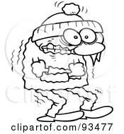 Royalty Free RF Clipart Illustration Of An Outlined Shivering Winter Toon Guy Trying To Keep Warm by gnurf
