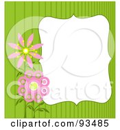 Poster, Art Print Of White Text Box Bordered With Green Stripes And Pink Flowers