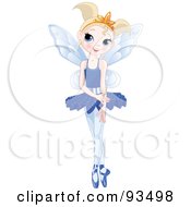 Dancing Blond Ballerina Fairy Girl In A Blue Tutu