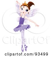 Poster, Art Print Of Dancing Brunette Ballerina Fairy Girl In A Purple Tutu
