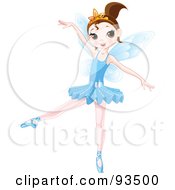 Dancing Brunette Ballerina Fairy Girl In A Blue Tutu