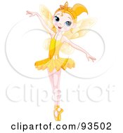 Poster, Art Print Of Dancing Blond Ballerina Fairy Girl In A Yellow Tutu