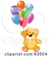 Birthday Teddy Bear With Colorful Party Balloons