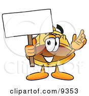Poster, Art Print Of Hard Hat Mascot Cartoon Character Holding A Blank Sign