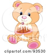 Royalty Free RF Clipart Illustration Of A Teddy Bear Holding A Cake