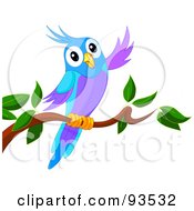 Poster, Art Print Of Perched Purple And Blue Bird Waving