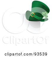 Poster, Art Print Of Green St Patricks Day Leprechaun Hat On The Corner Of A Shadow Over White