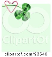 Heart Paperclip Attaching A St Patricks Day Clover To A Green Memo