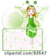 Poster, Art Print Of Happy St Patricks Day Fairy Girl Sitting On A Blank Sign