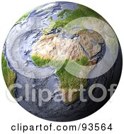 Poster, Art Print Of 3d Shaded Relief Globe Of Africa With Shaded Ocean Floor