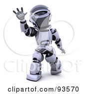 3d Silver Robot Waving