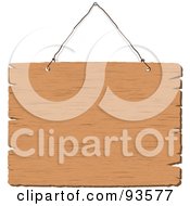 Royalty Free RF Clipart Illustration Of A Blank Wooden Sign Hanging On A Wire