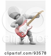 Poster, Art Print Of 3d White Character Leaning Back While Playing An Electric Guitar