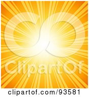 Royalty Free RF Clipart Illustration Of A Bright Burst Of Sunlight With Yellow Rays On Orange by KJ Pargeter