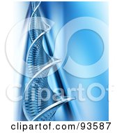 Royalty Free RF Clipart Illustration Of A Twisting Chrome DNA Strand Over Blue