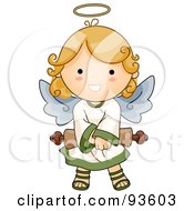Poster, Art Print Of Cute Angel Girl Holding A Scroll