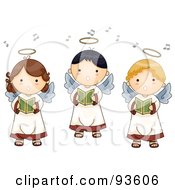 Poster, Art Print Of Trio Of Cute Singing Angel Boys And Girls
