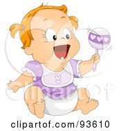 Poster, Art Print Of Baby Girl Laughing And Shaking A Rattle