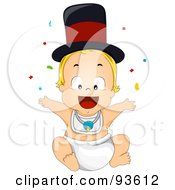 Poster, Art Print Of New Years Baby Boy With Confetti And A Hat