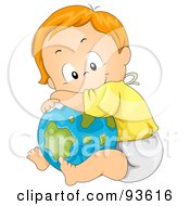 Baby Boy Leaning And Resting On A Globe