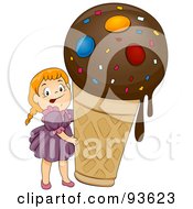 Poster, Art Print Of Little Girl Beside A Giant Ice Cream Cone