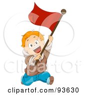 Poster, Art Print Of Little Boy Running With A Red Flag