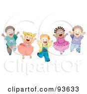 Poster, Art Print Of Group Of Energetic Diverse Kids Jumping