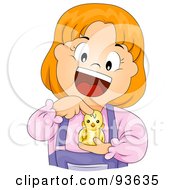 Royalty Free RF Clipart Illustration Of A Happy Little Girl Holding And Pointing At A Bird