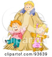 Poster, Art Print Of Group Of Happy Kids Playing In A Hay Stack
