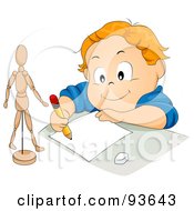 Poster, Art Print Of Little Boy Drawing A Dummy