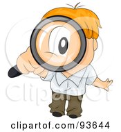 Poster, Art Print Of Little Boy Peering Up Through A Magnifying Glass