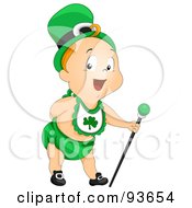 Baby Leprechaun Bending Over And Holding A Staff