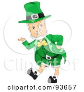 Royalty Free RF Clipart Illustration Of A Jolly Leprechaun Leaning And Presenting